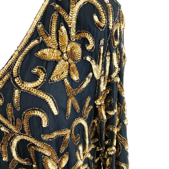 NWT Vintage Deadstock Jean for Joseph Le Bon Black/Gold Long Sleeve Sequin Top M - Picture 4 of 7